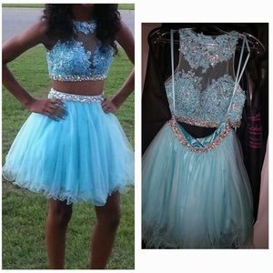 2-piece Halter top:tutu skirt homecoming dress